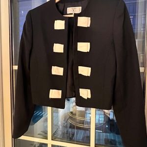 Valentino vintage 'Miss V' navy blue cropped jacket